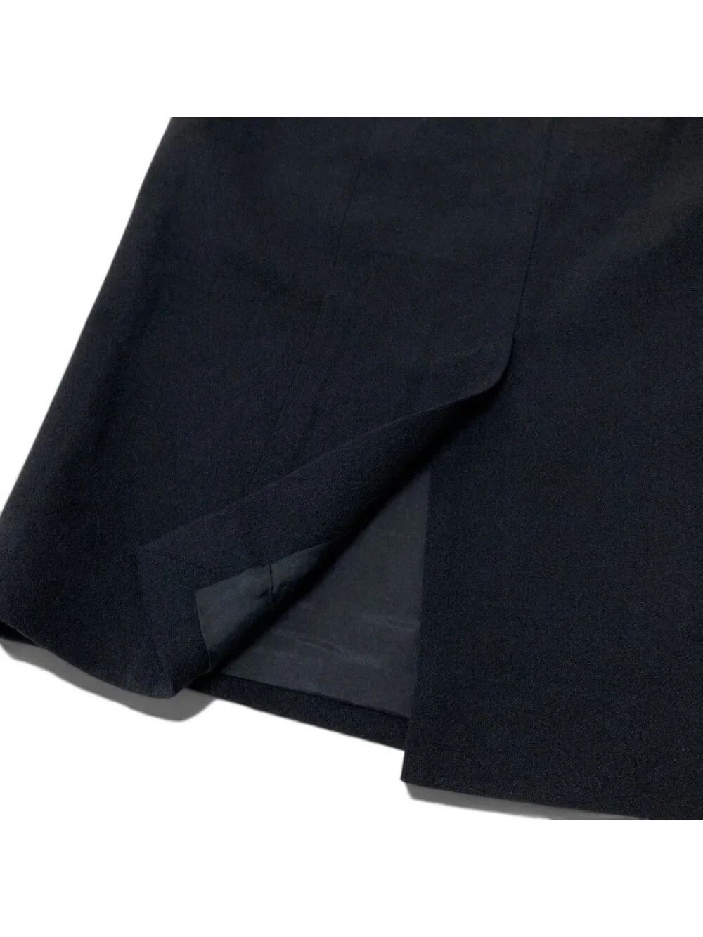 Chanel Knee Length Skirt CC Logo Pencil Wool Black 36